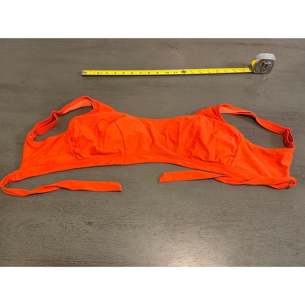 Prana Orange Bikini Top Swimsuit Separate 38DD/L Adjustable Straps Back Tie